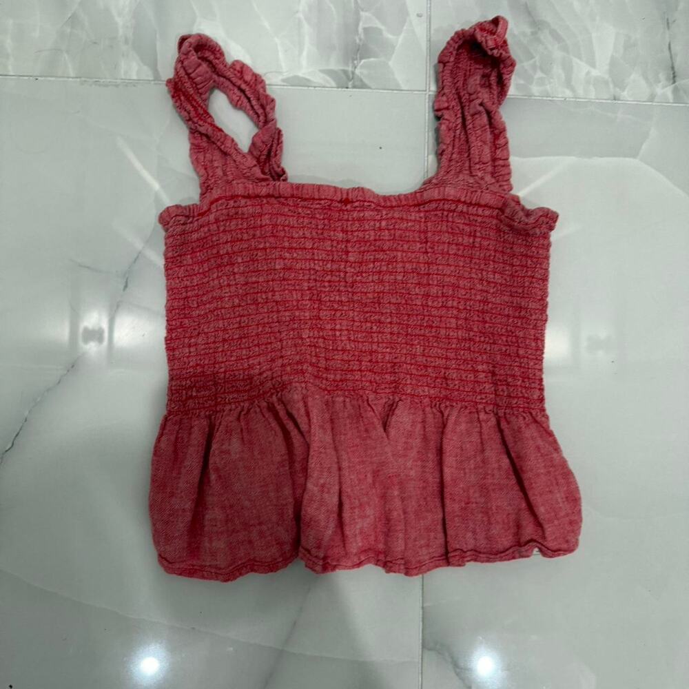 Pink anthropologie cropped smock top
